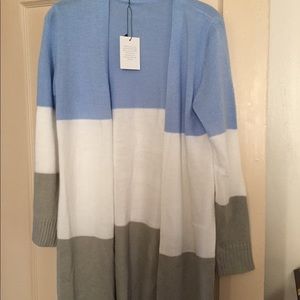 Blue color block cardigan